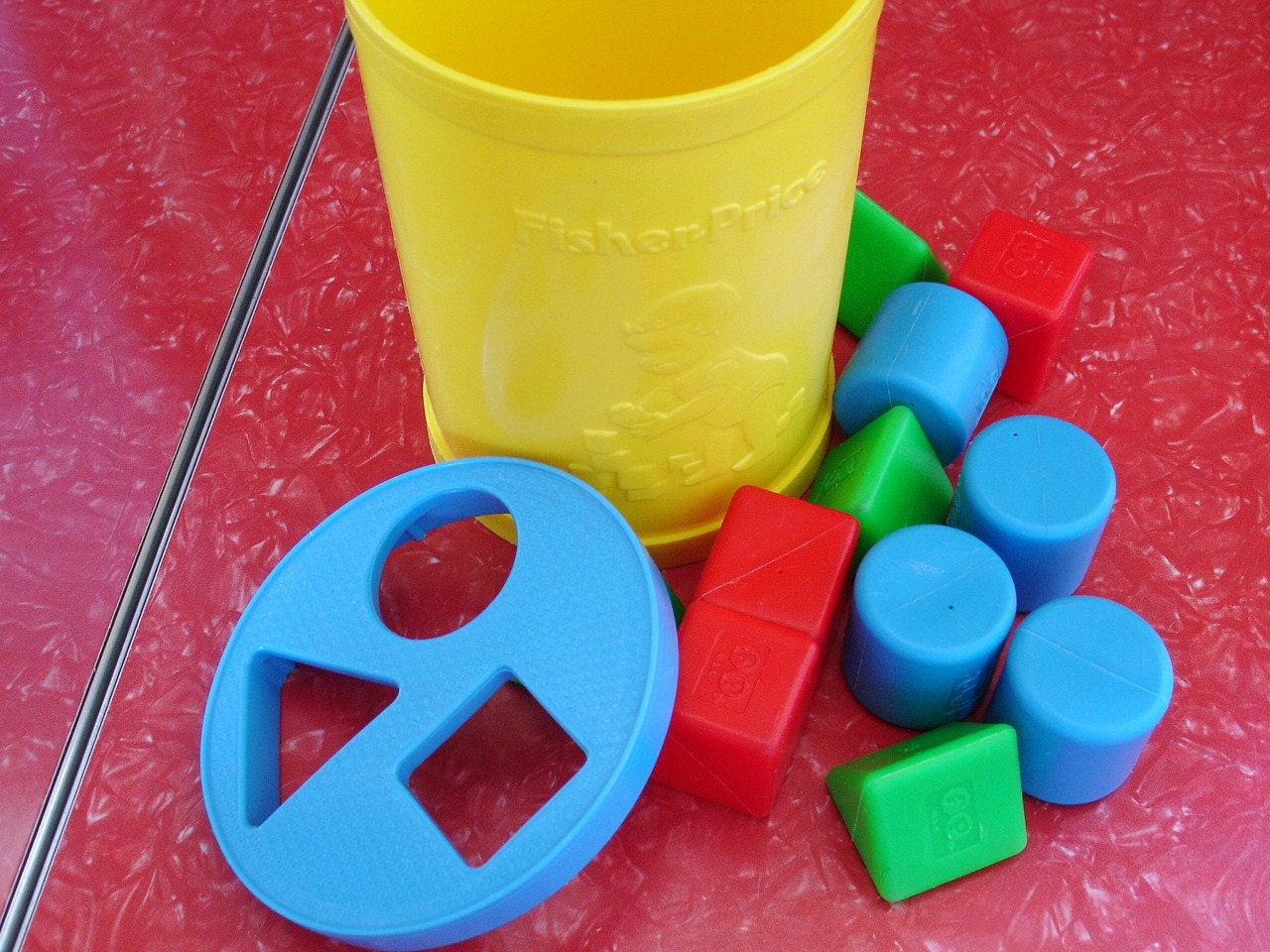 Vintage Fisher Price Sorting Blocks and Container