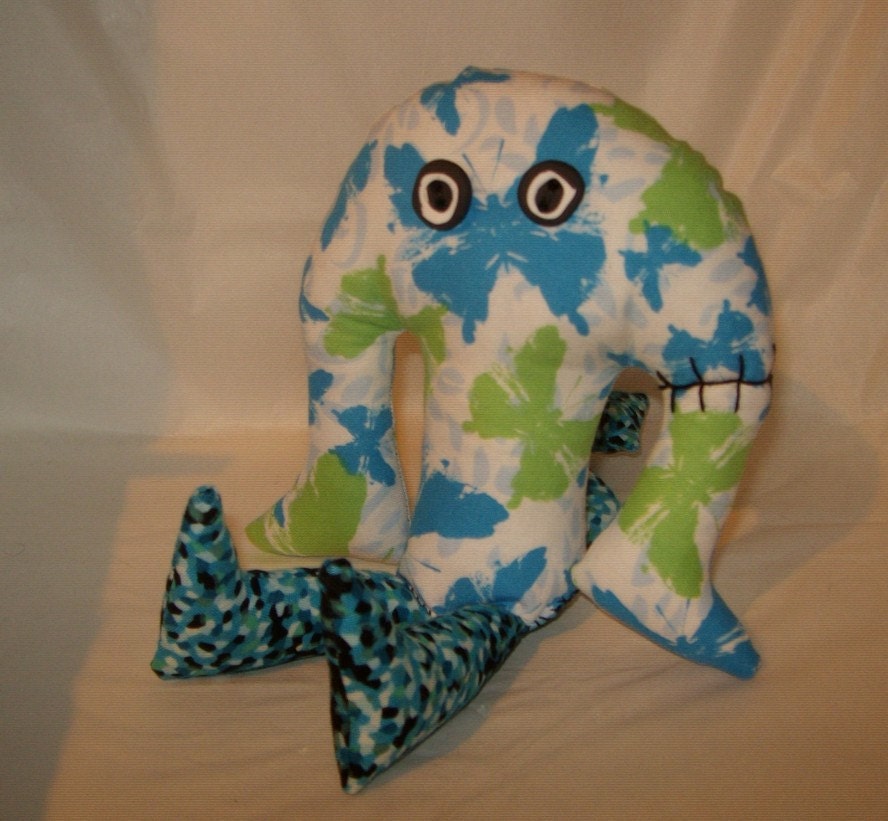 Plush monster ooak tough guy unique fabric art doll