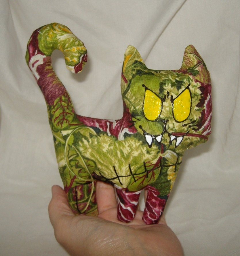 Zombie cat Restless cute stuffed plush by PatchworkLaboratory