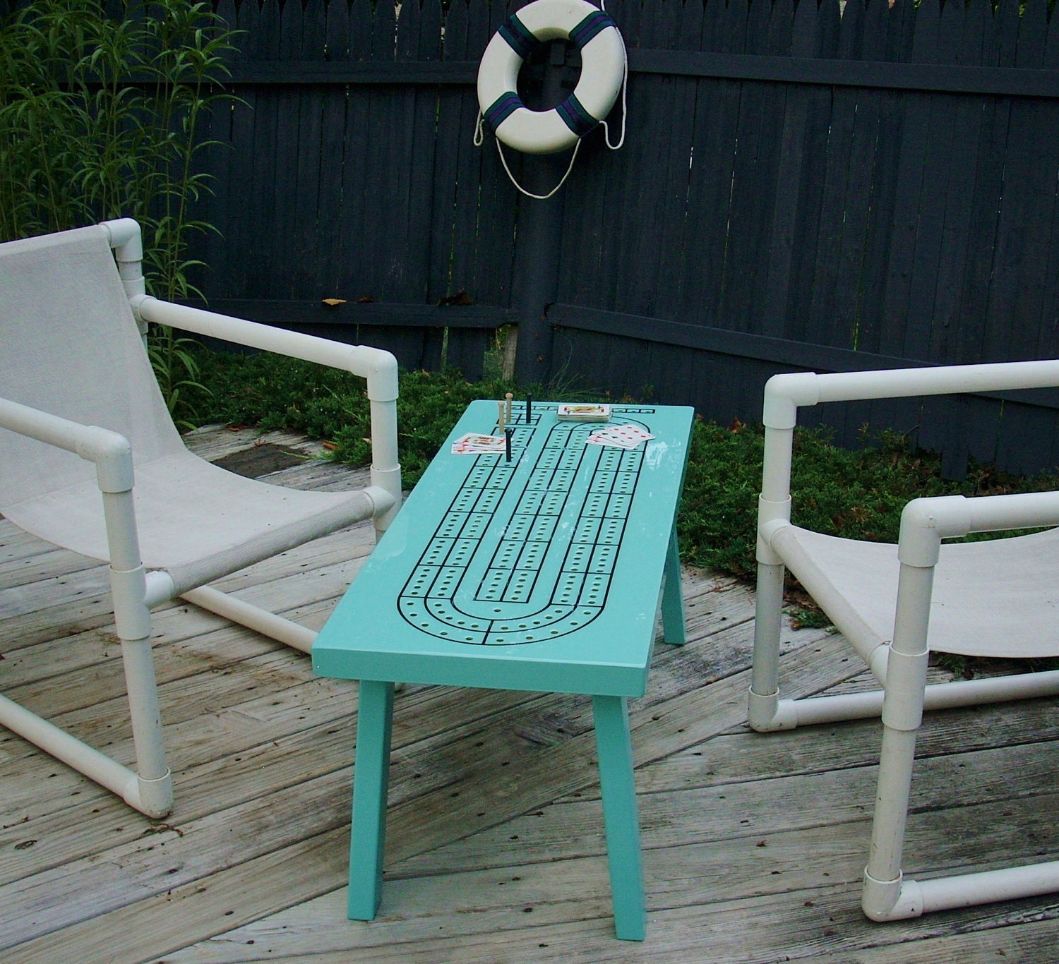 Cribbage Board Coffee Table - Handcrafted Keepsake  - Made to Order - Tropical Turquoise - TheRightJack