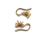 Seed Pearl Earrings, Delicate Ivory White Cluster, 14k Gold Filled