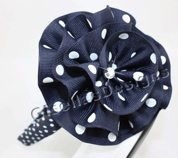 Flower Headbands School Uniform headbands / navy flower headband/ Handmade Headband