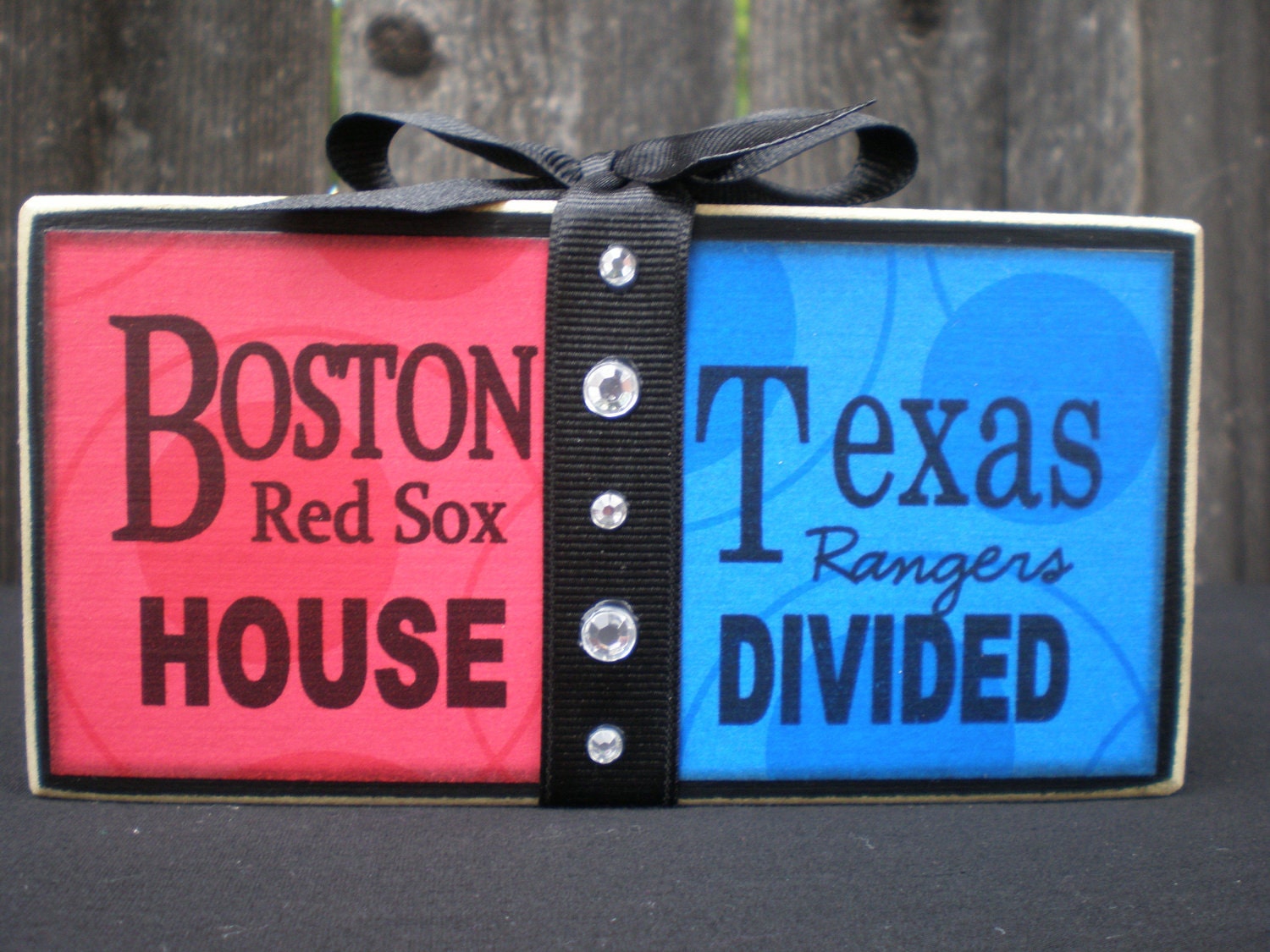Wooden Block - Boston RED SOX - Texas RANGERS House Divided