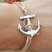 Anchor Bracelet-charm bracelet with khaki string, gift anchor bracelet