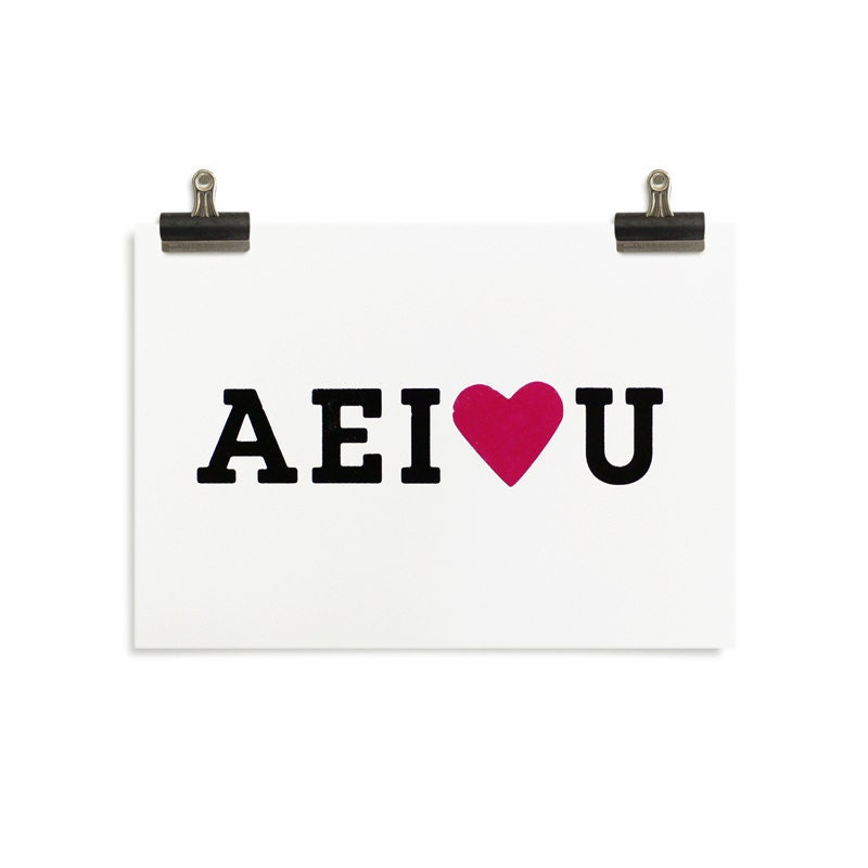 AEI love U. Black & magenta screenprint 8.3 x 11.7 (A4)