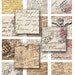 Postcards hand written letters handwriting flowers maps  2 inch squares -  Digital Collage Sheet, Download and Print Jpeg Clip Art Images