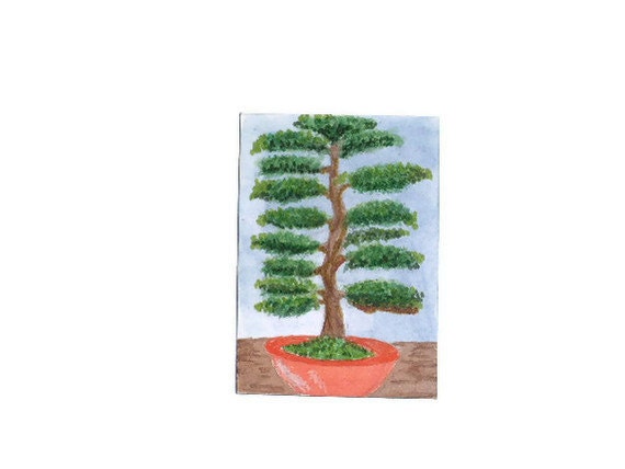 ACEO Original Watercolour - Bonsai Tree - 3