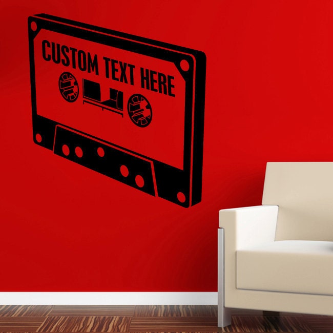Cassette Tape Custom Text Wall Decal Vinyl Art by Stickitthere