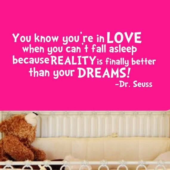 Dr. Seuss You know you're in love Quote Wall Decal Sticker Vinyl Art 12"h X 31"w