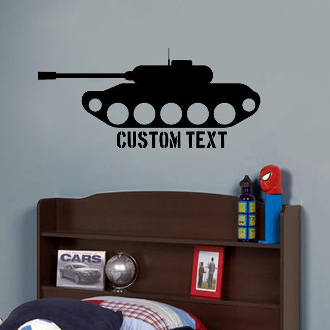 Military Tank Custom Name Wall Decal Vinyl Art Sticker 14"h X 31"w