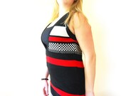 Vintage 90s Black Red White Stripe Rocker Sweater Vest Large L