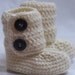 Crochet Baby Boot Slipper Booties- 0-3m.- Ivory MADE TO ORDER