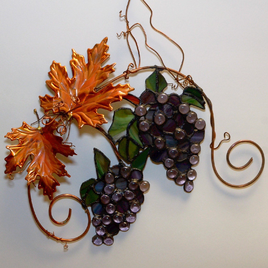Reserved Custom Stained Glass Grapes  Art