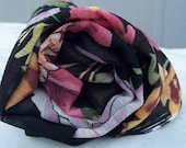 Black Floral sheer polyester fabric 2 yards-SD03