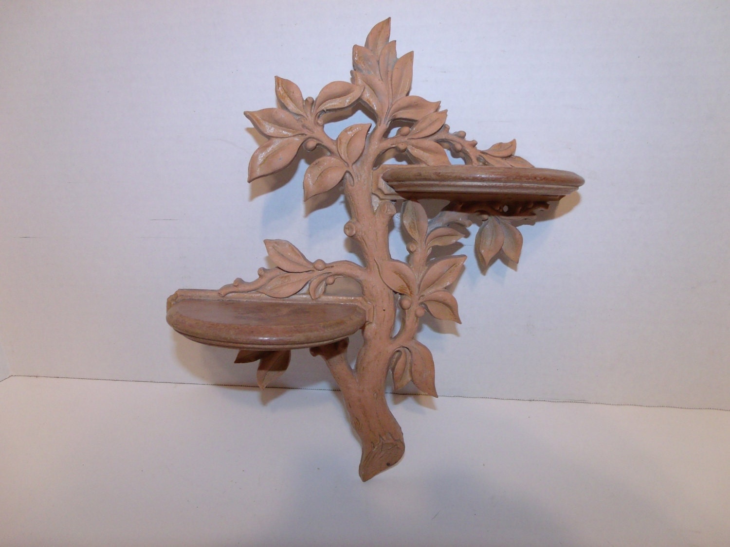 Beautiful Moulded Wall Hanging Shelf. Tree branch design with two shelfs.