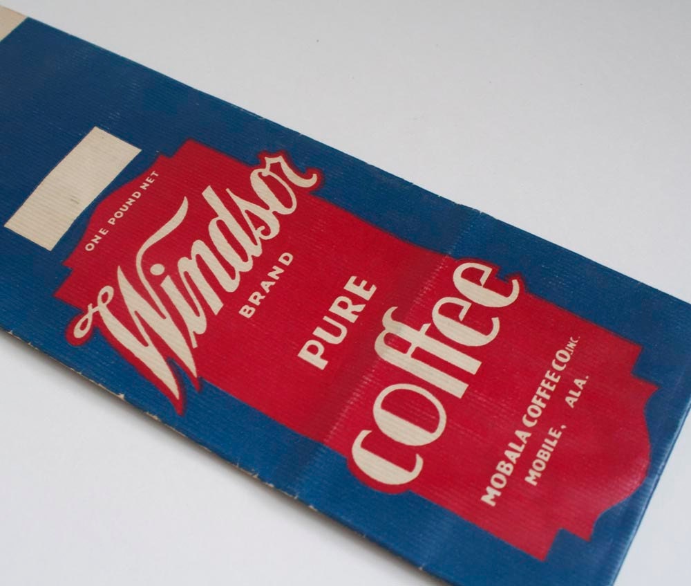 Vintage coffee bag, Windsor Pure Coffee, Mobile, AL