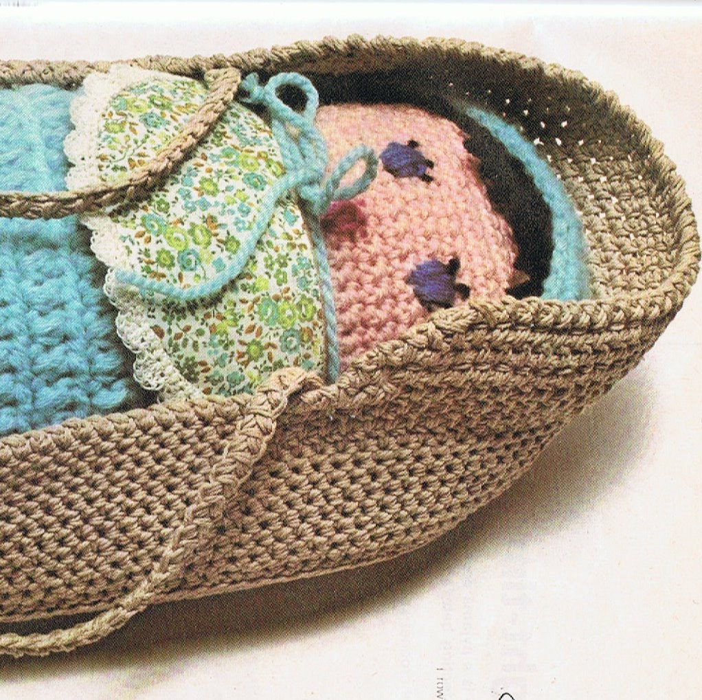 Baby Doll in a Carry Cot Basket Crochet by HeirloomPatterns