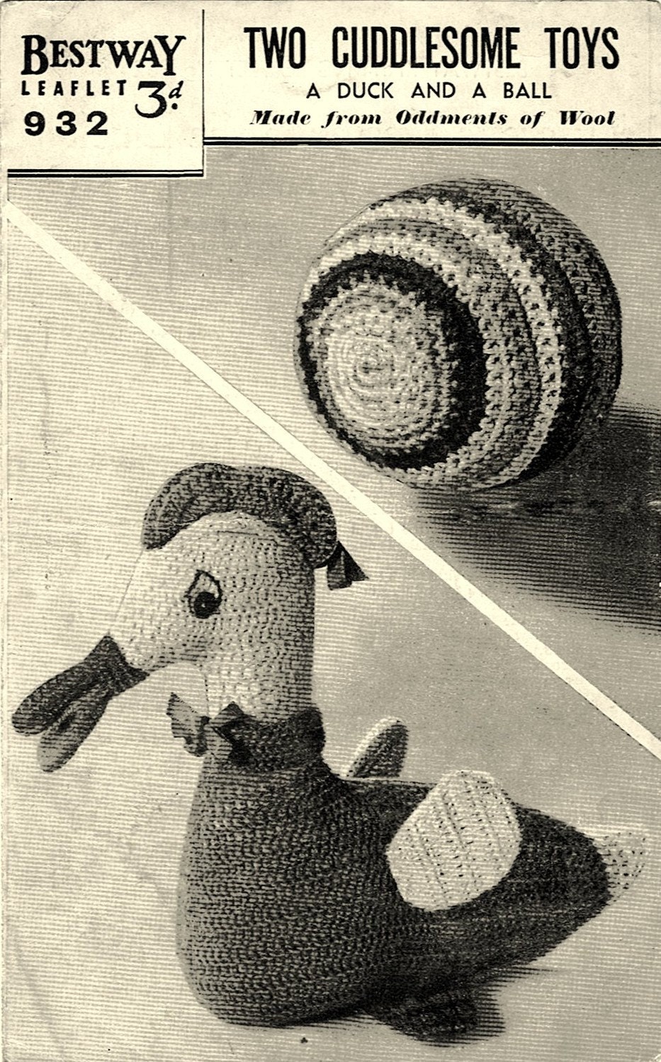 Toy Crochet Pattern - Two Cuddlesome Toys Rare 1940  PDF (T161)