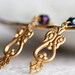 Tea Drop Earrings Purple Bead Art Deco Charms - E023