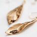 Autumn Leaf Earrings Antiqued Gold Leaf Simple Earrings Fall Leaves Pendant Dangle Leaf Jewelry - E099