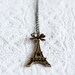 Eiffel Tower Necklace Sweet Bow Romantic Paris Long Necklace Eiffel Tower Pendant Antiqued Brass Jewelry - N174