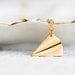 Paper Airplane Necklace Back to School Gold Filled Chain Gold Plane Necklace Origami Gold Airplane Charm Simple Everyday Necklace - N204