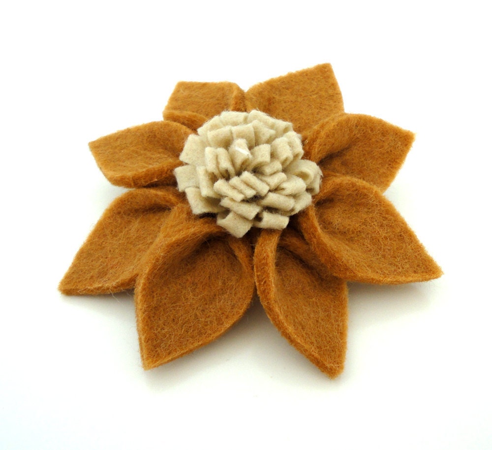 Camel Dahlia Felt Flower