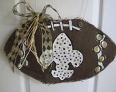 Burlap Football with Fleur de Lis