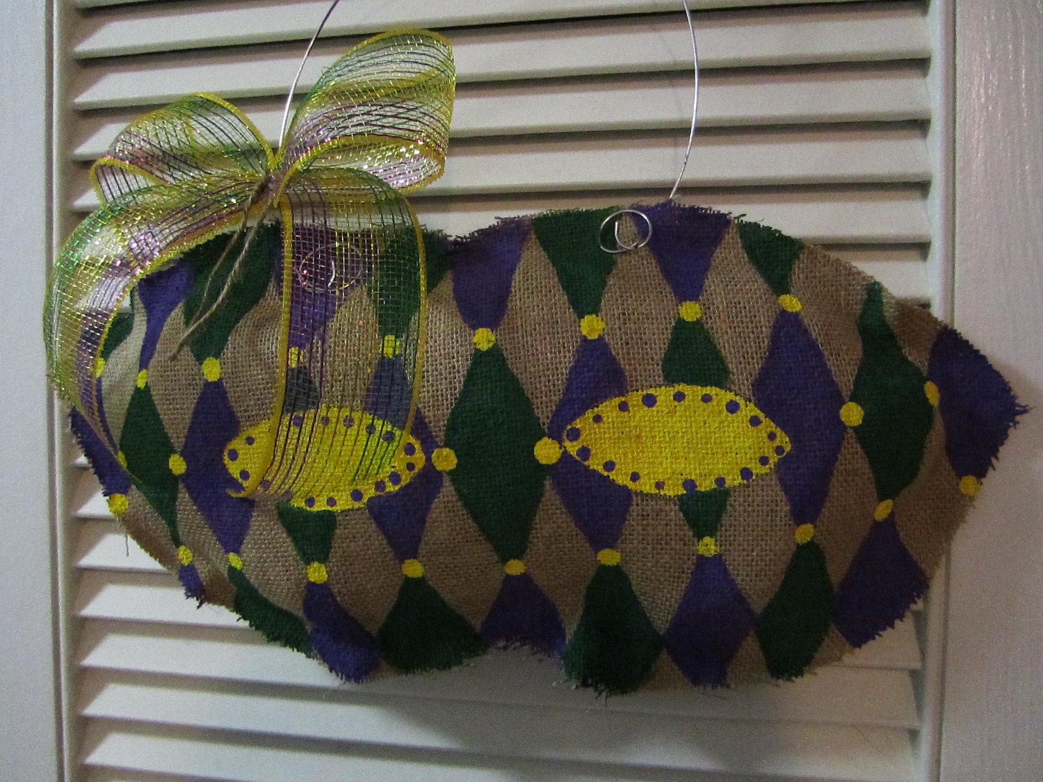 Mardi Gras Mask Burlap Door Hanger