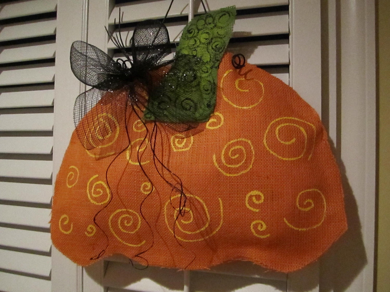 Orange Burlap Pumpkin Door Hanging Decoration