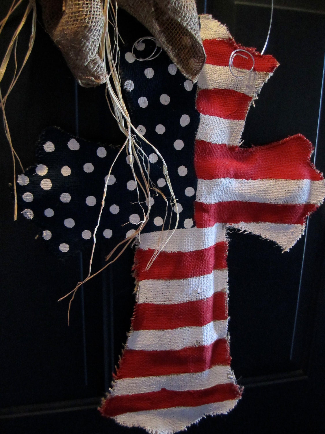 Burlap Cross Burlap Door Hanger American Flag
