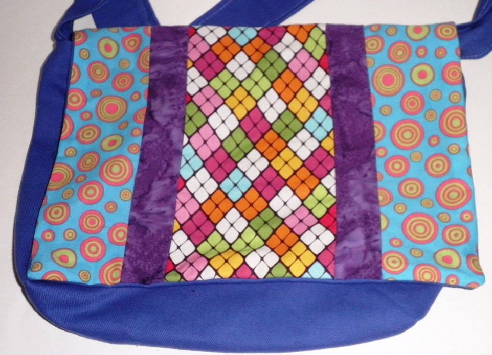 Royal Blue and Multicolor Messenger Bag