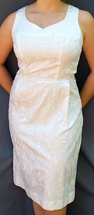 Vintage 1980s "Muriel Originals" Cream Sheath Dress - Size Medium/Large