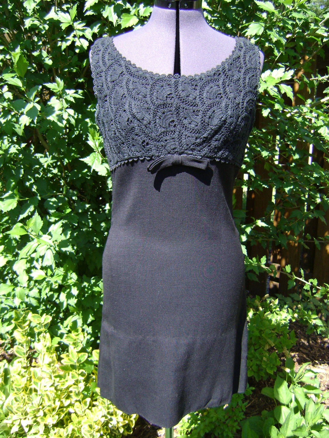 1960s Jonathan Logan - Black Shift Dress with Lace Bodice.