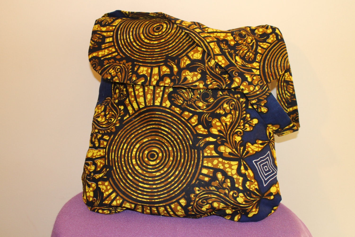 Purse, Graphic  Navy Blue and Gold Bag