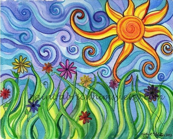 8x10 Original Matted Watercolor Print - Sunny Skies