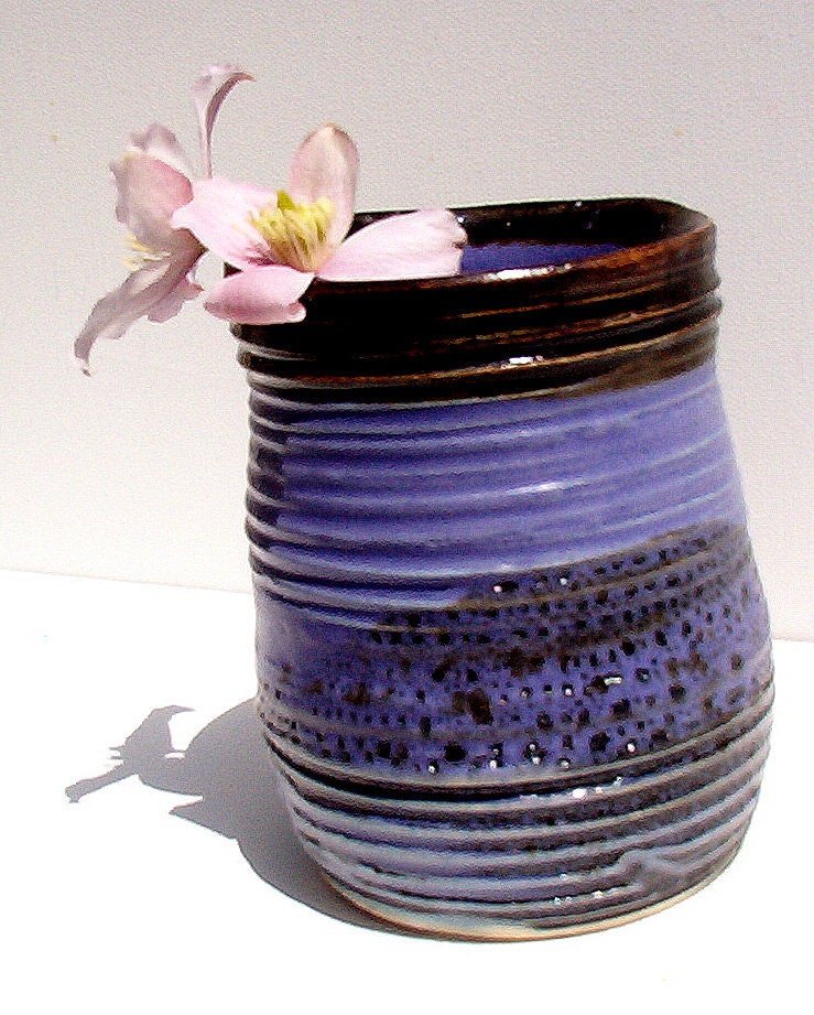 Purple and Black Vase, Spoon Holder, Hand thrown pottery