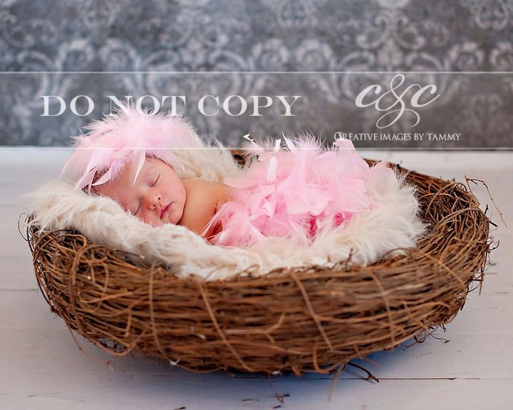 Hot Pink Feather Couture Diaper Cover Bloomer & Headband Fabulous Spring, Summer, Birthday, Cake Smash or New Baby Photo Session Prop