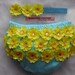 Daffodil Diaper Cover Bloomers Turquoise Blue Diaper Cover Adorned with Daffodils and Rhinestones Spring, Summer or New Baby Photo Prop
