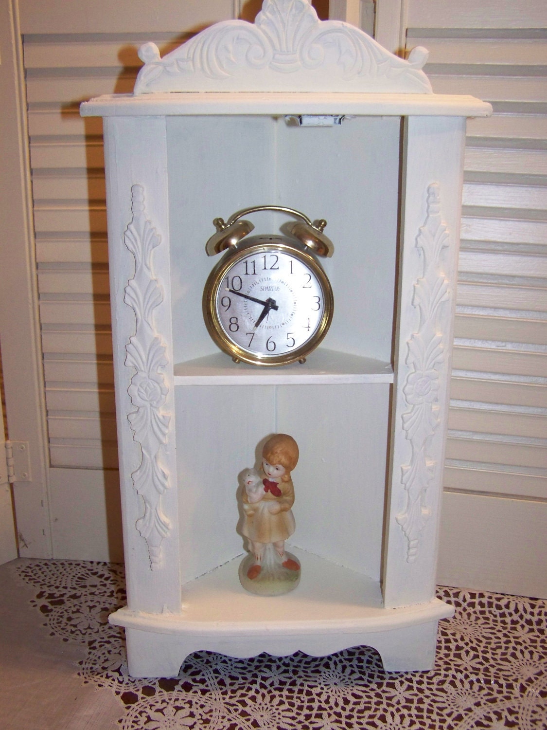 Shabby Ornate Corner shelf unit Small 18 x by mypicketfencecottage