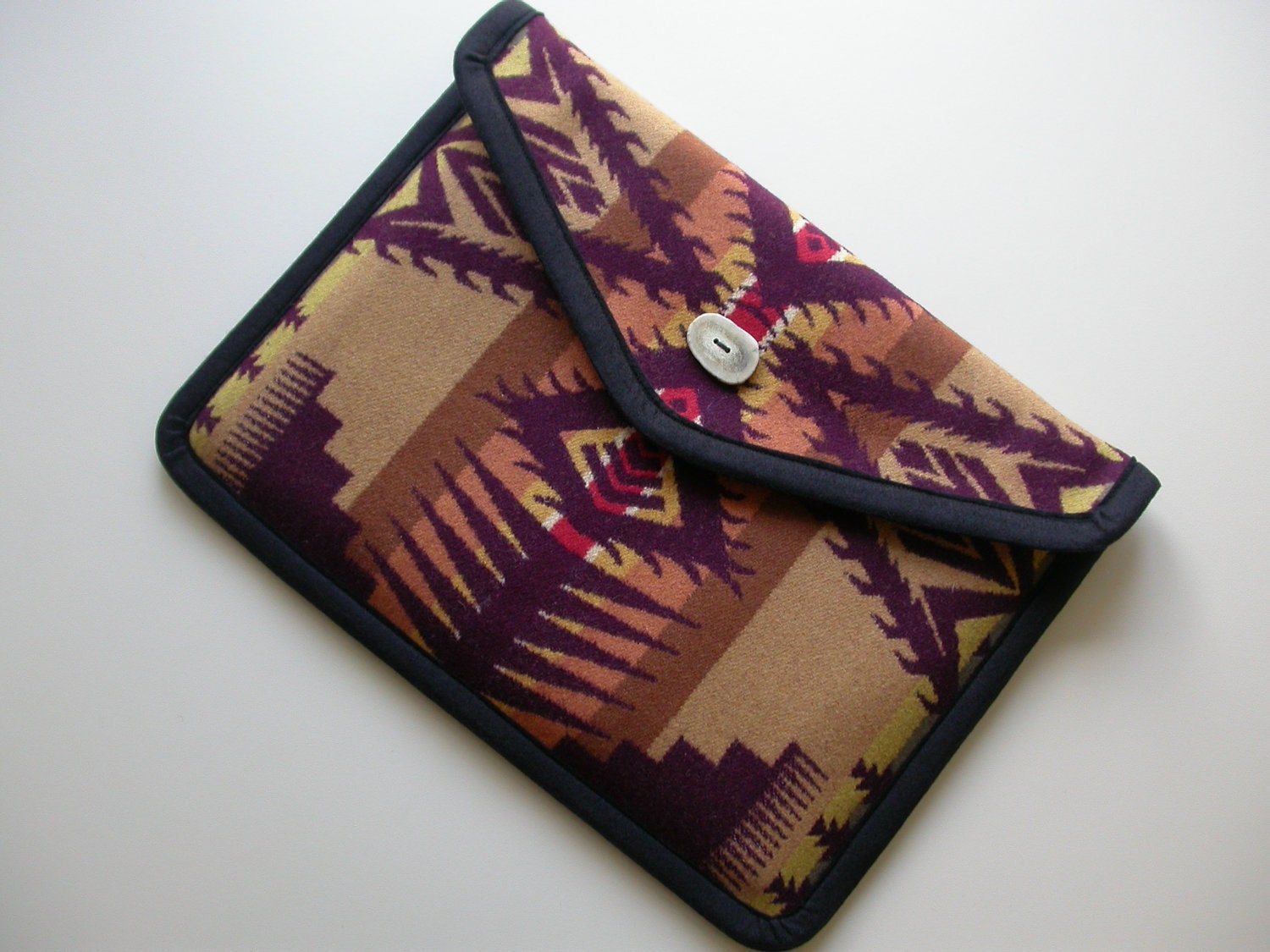 Wool Macbook Pro Laptop Cover 13" case sleeve - purple earth tones native american print - ANTLER BUTTON