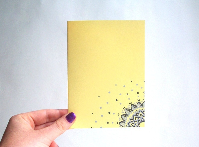 Pastel Yellow Hand Drawn Card (Single card, envelope included)