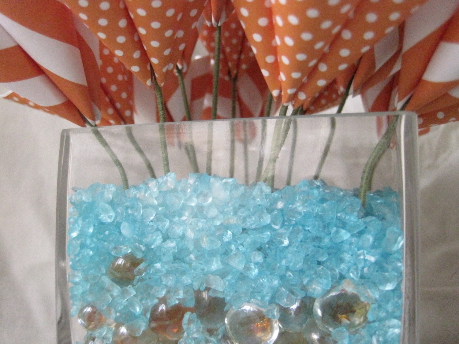 Tangerine and turquoise paper flower arrangement