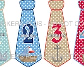 Baby Boy Monthly Onesie Stickers Necktie Neck Tie Ocean Nautical Whale Boat Anchor Seagull Dots - UNCUT 1-12 Months Plus Just Born - Gift