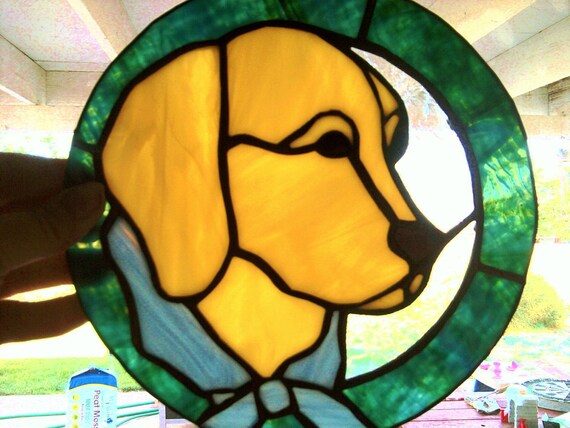 Stained Glass Golden Retriever by StainedGlassbyNadine on Etsy