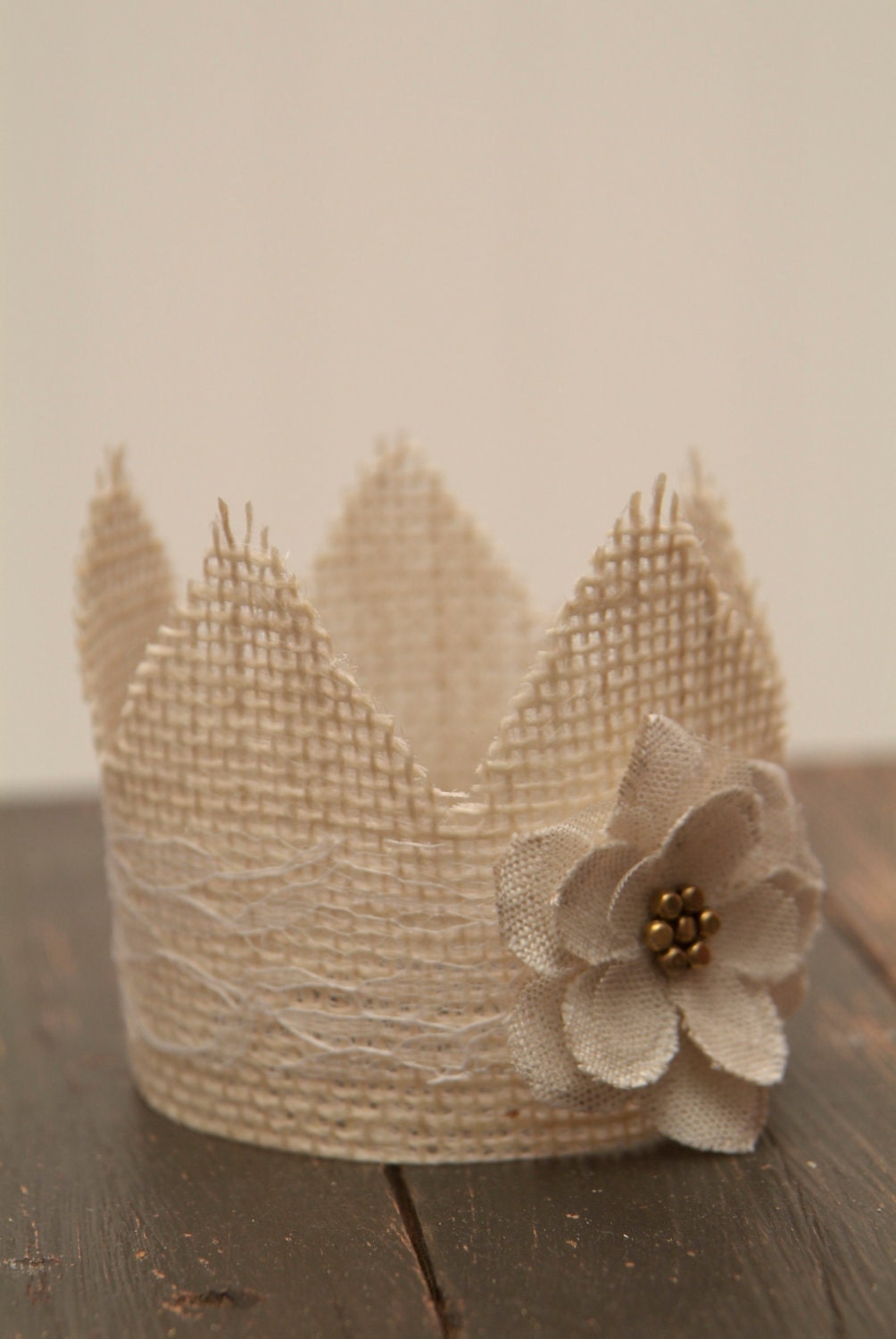 Sweet Lace and Burlap Newborn Crown - Photography Prop