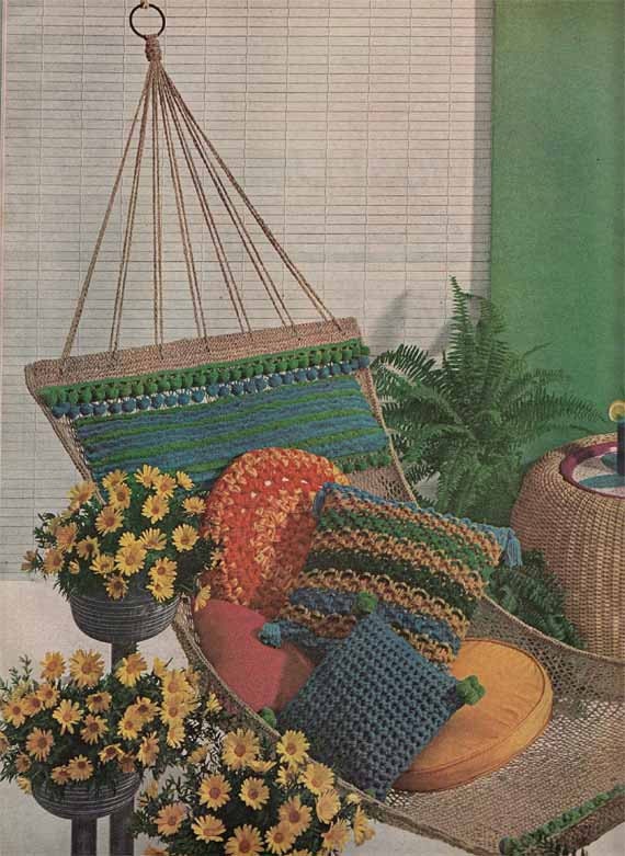 KNIT A HAMMOCK Vintage Knitting Pattern Pdf 1960s Retro Hammock & 3 Cushions Treasury item from GrannyTakesATrip 0128