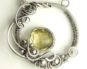 Lemon Quartz and Silver Sculpted Necklace - Gemstone Circle