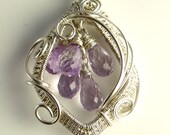 AAA Pink Amethyst and Silver Sculpted Necklace Eos Goddess