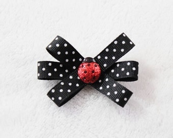 Ladybug Hair Bow - Black White Red Ladybug Bow - Hair Clip for Toddler Girl